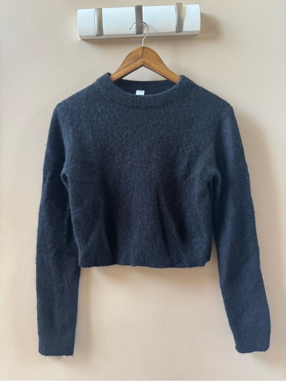 Cozy Black Fuzzy Crewneck Sweater